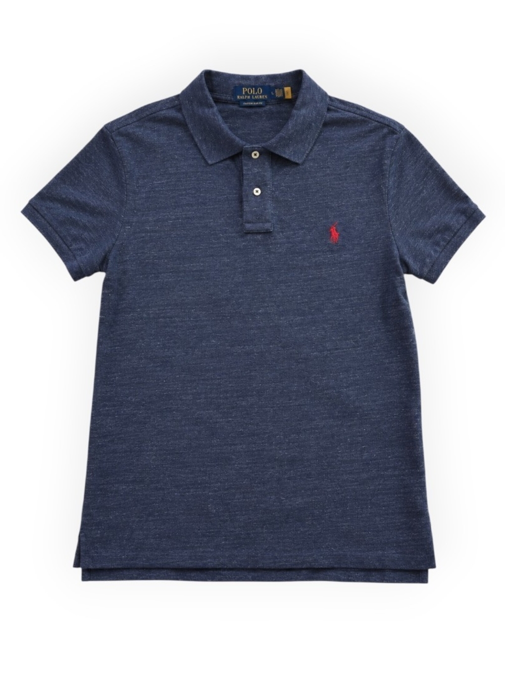 Polo Ralph Lauren Slim Fit Mesh Polo Heather Navy Red Pony | Size L
